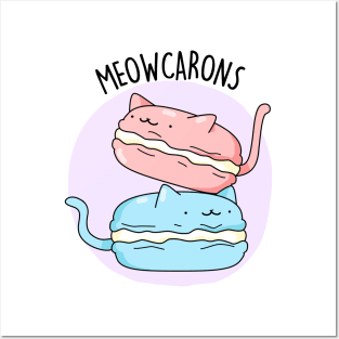 Meowcaron Cute Cat Macaron Pun Posters and Art